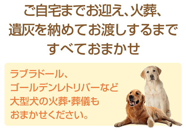 ご自宅までお迎え、火葬、遺灰を納めてお渡しするまですべておまかせ